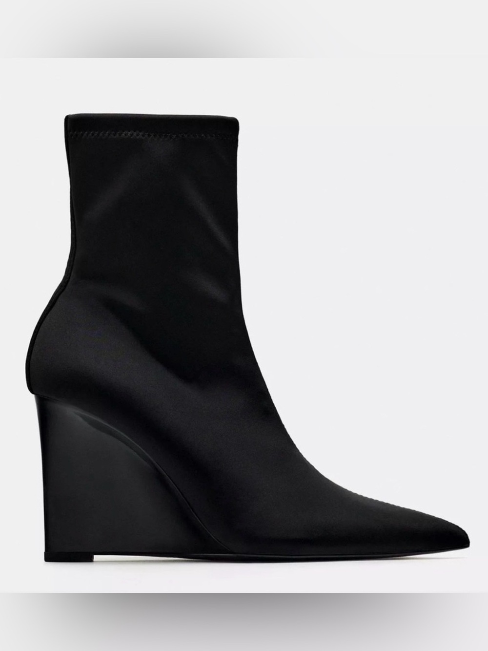 Zara Black Wedge Sock Ankle Boots